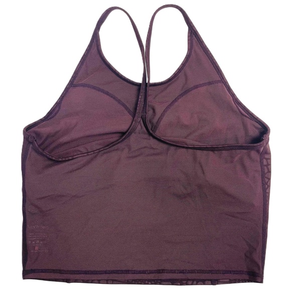 Sweaty Betty All Day Vest Croc Embossed Cropped Black Cherry Medium Built-In Bra - Picture 2 of 3